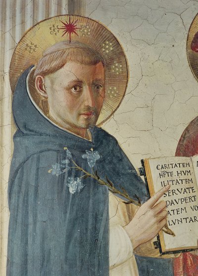 マドンナデッレオンブル、聖ドミニクの詳細、1450 作： Fra Angelico